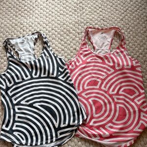 Adidas Women's Blue and Pink Geometric Tank Tops